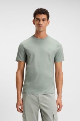 T-shirt en jersey de coton avec d&eacute;tail de logo, Chaux