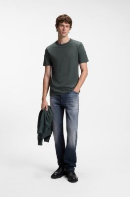 Cotton-jersey T-shirt with logo detail, Dark Green