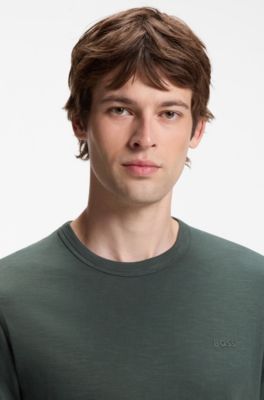 Cotton-jersey T-shirt with logo detail, Dark Green