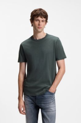 Cotton-jersey T-shirt with logo detail, Dark Green