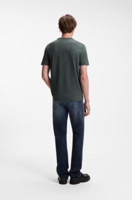 Cotton-jersey T-shirt with logo detail, Dark Green