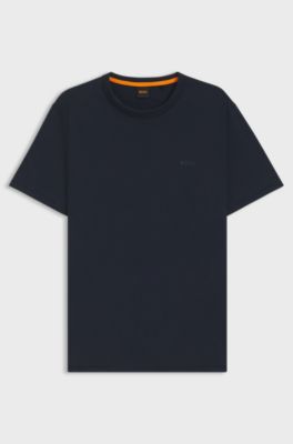 Cotton-jersey T-shirt with logo detail, Dark Blue