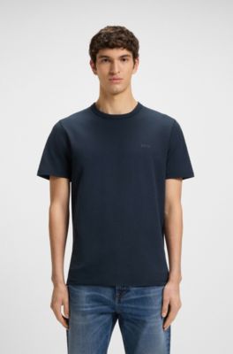 Cotton-jersey T-shirt with logo detail, Dark Blue