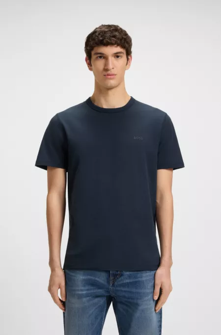 Regular-fit T-shirt in slub cotton with logo detail