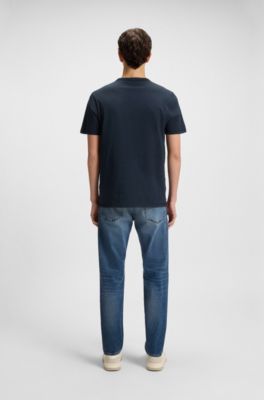 Cotton-jersey T-shirt with logo detail, Dark Blue