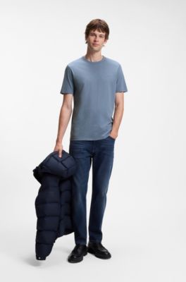 Cotton-jersey T-shirt with logo detail, Blue
