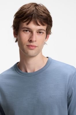 Cotton-jersey T-shirt with logo detail, Blue
