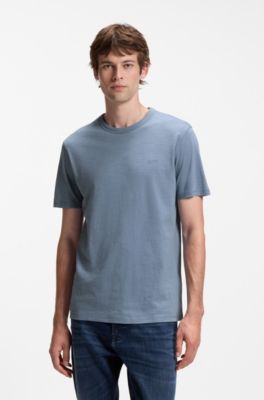 Cotton-jersey T-shirt with logo detail, Blue