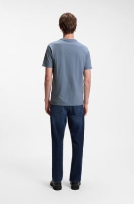Cotton-jersey T-shirt with logo detail, Blue