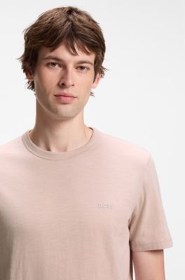Cotton-jersey T-shirt with logo detail, Light Red
