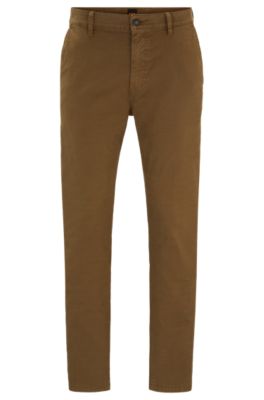 BOSS - Tapered-fit trousers in stretch-cotton broken twill