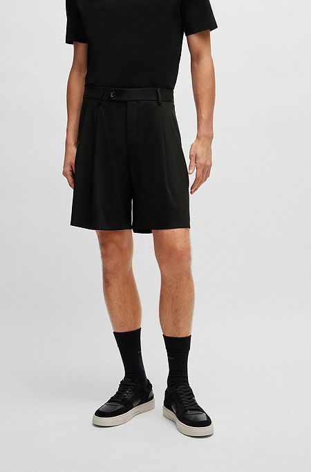 Relaxed-fit shorts in stretch virgin wool, Black