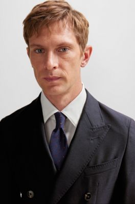 BOSS Doublebreasted slimfit jacket in structured virgin wool