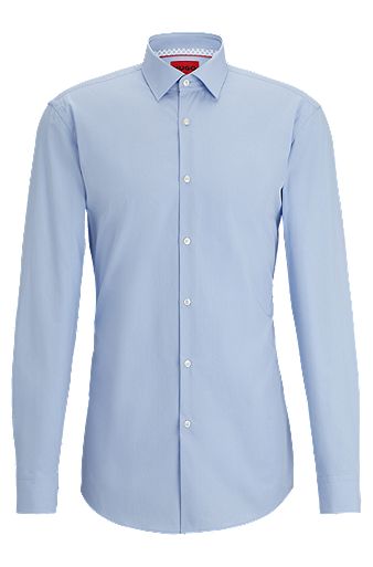 Slim-fit overhemd van gemakkelijk te strijken katoenen popeline, Lichtblauw
