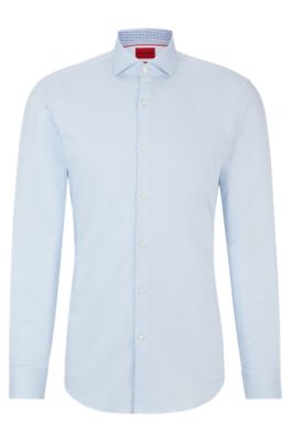 HUGO - Slim-fit shirt in easy-iron cotton twill