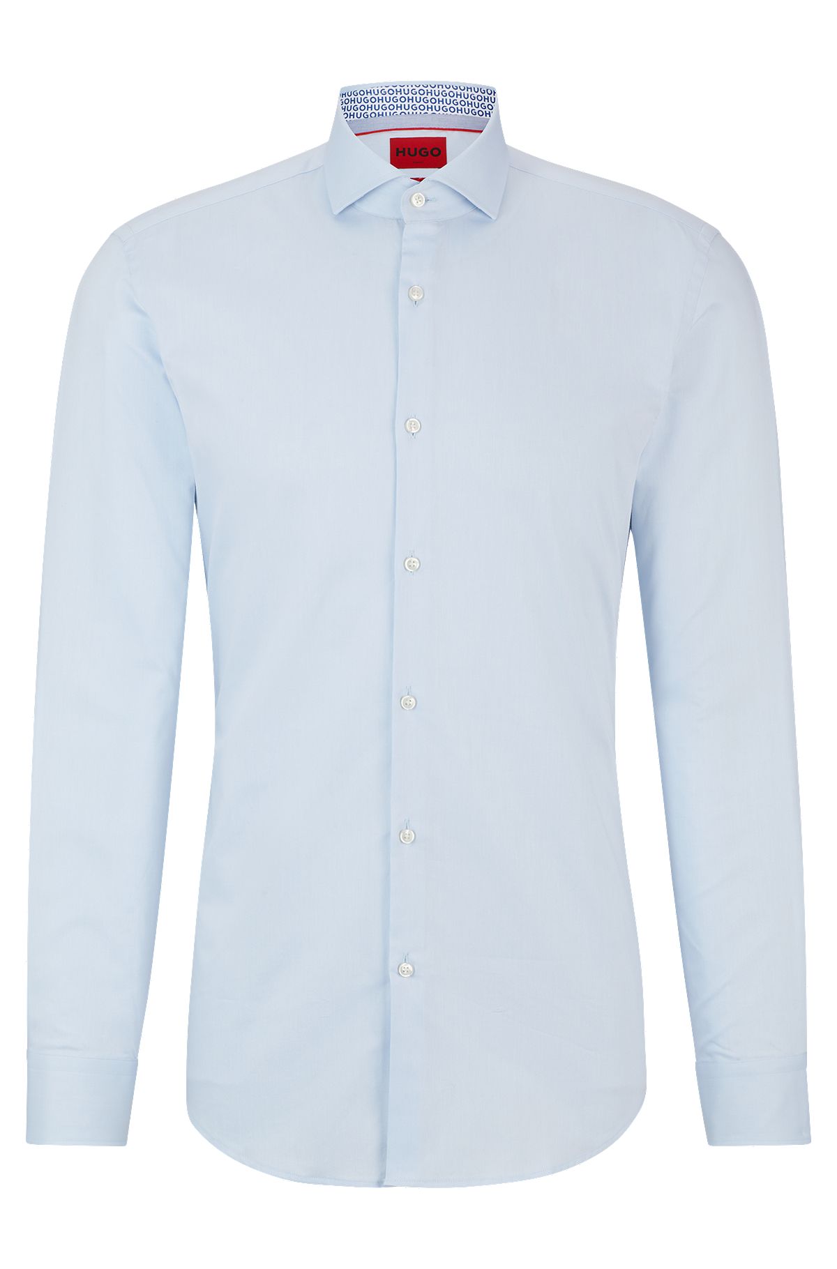 Slim-fit shirt in easy-iron cotton twill, Light Blue