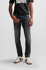 Slim-fit jeans in black stretch denim, Dark Grey