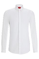 Slim-fit shirt in cotton jacquard, White