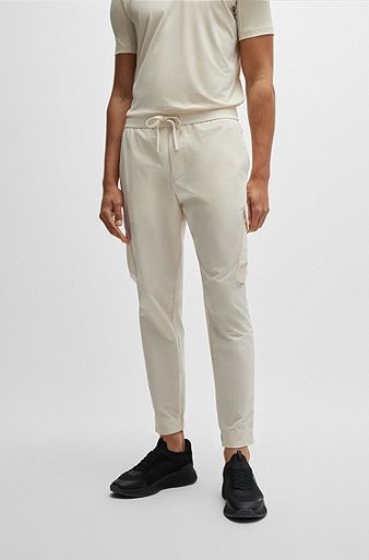 Tapered-fit trousers in easy-iron stretch poplin, White