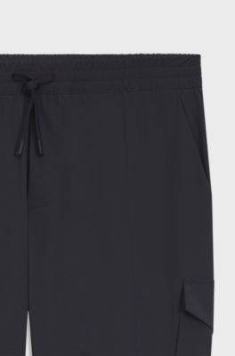 Tapered-fit trousers in easy-iron stretch poplin, Dark Blue
