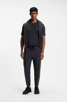 Tapered-fit trousers in easy-iron stretch poplin, Dark Blue