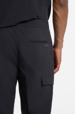 Tapered-fit trousers in easy-iron stretch poplin, Dark Blue