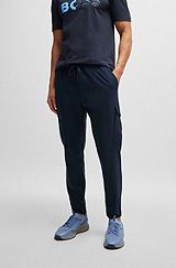 Tapered-fit trousers in easy-iron stretch poplin, Dark Blue