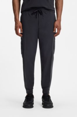 Tapered-fit trousers in easy-iron stretch poplin, Dark Blue