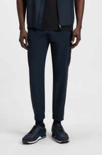 Pantalon fuselé en popeline stretch facile à repasser, Bleu foncé