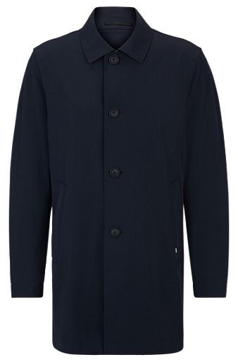 Manteau Regular Fit boutonné en matière stretch, Bleu foncé