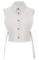 Sleeveless blouse in nappa leather with side straps, light pink