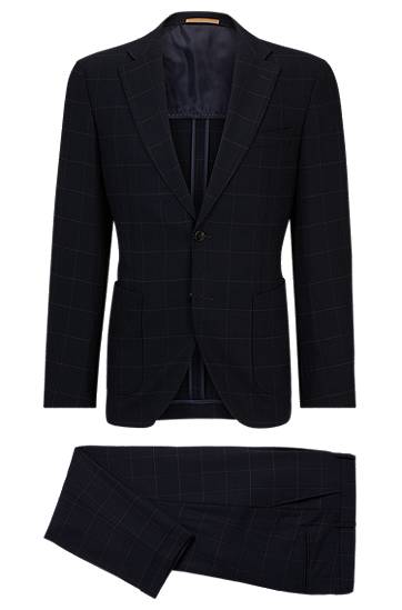 Slim-fit suit in a checked wool blend, Hugo boss