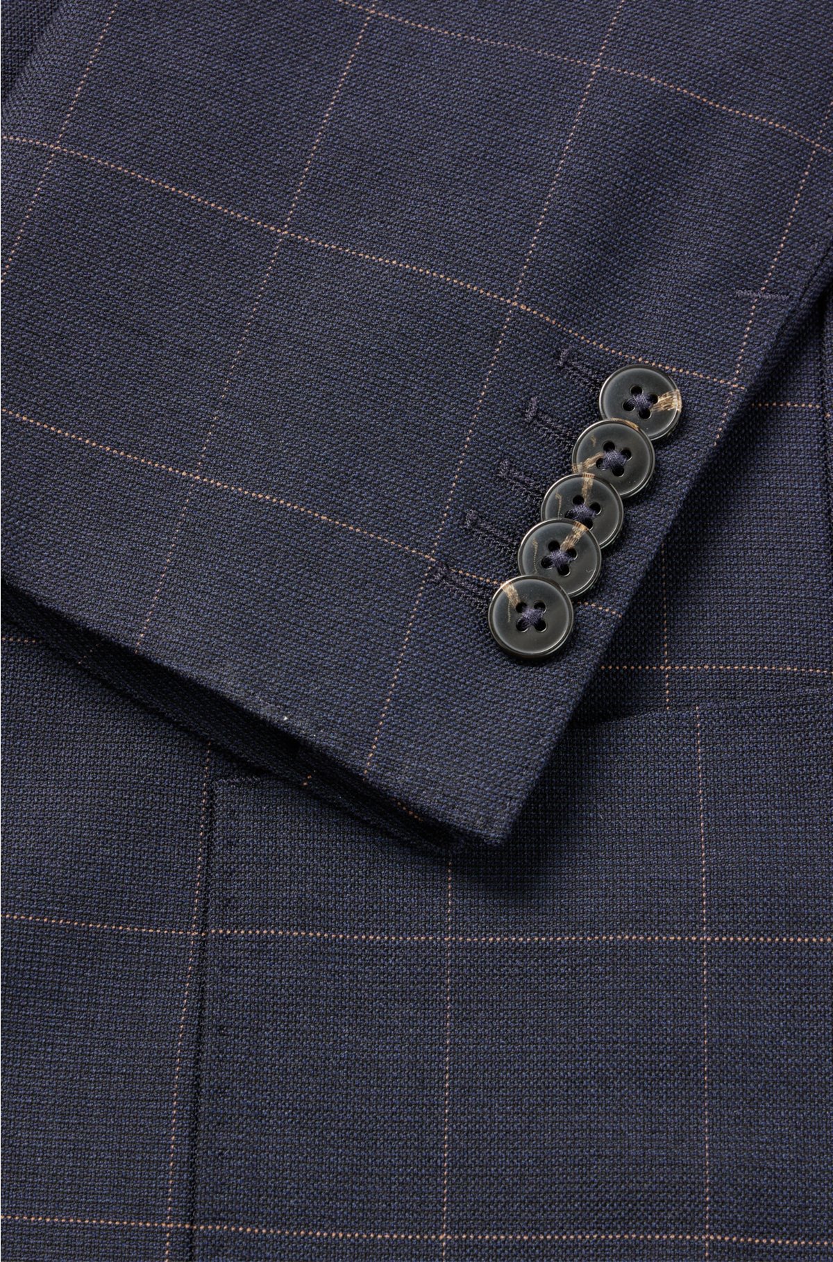 Slim-fit suit in a checked wool blend, Dark Blue