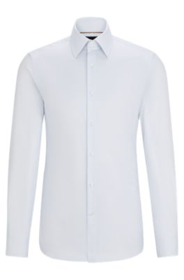 BOSS - Slim-fit shirt in cotton dobby with angled cuffs