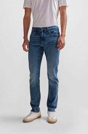 Slim-fit jeans van comfortabel blauw stretchdenim, Blauw