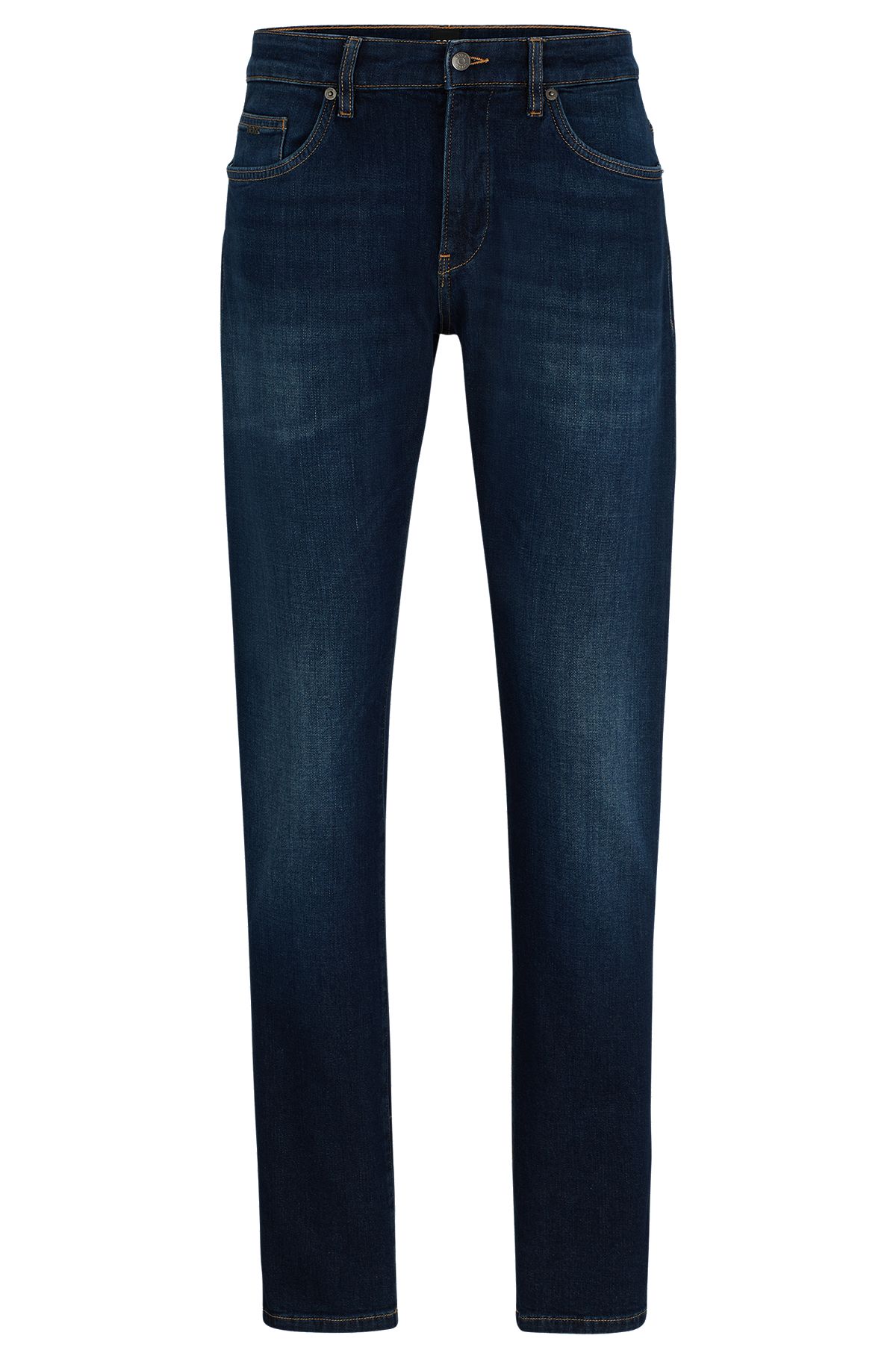 Blaue Slim-Fit Jeans aus italienischem Denim mit Kaschmir-Haptik, Dunkelblau