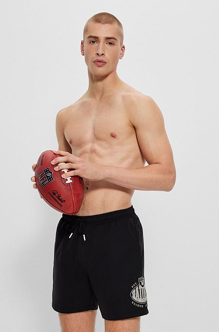 BOSS x NFL quick-dry swim shorts with collaborative branding, Raiders