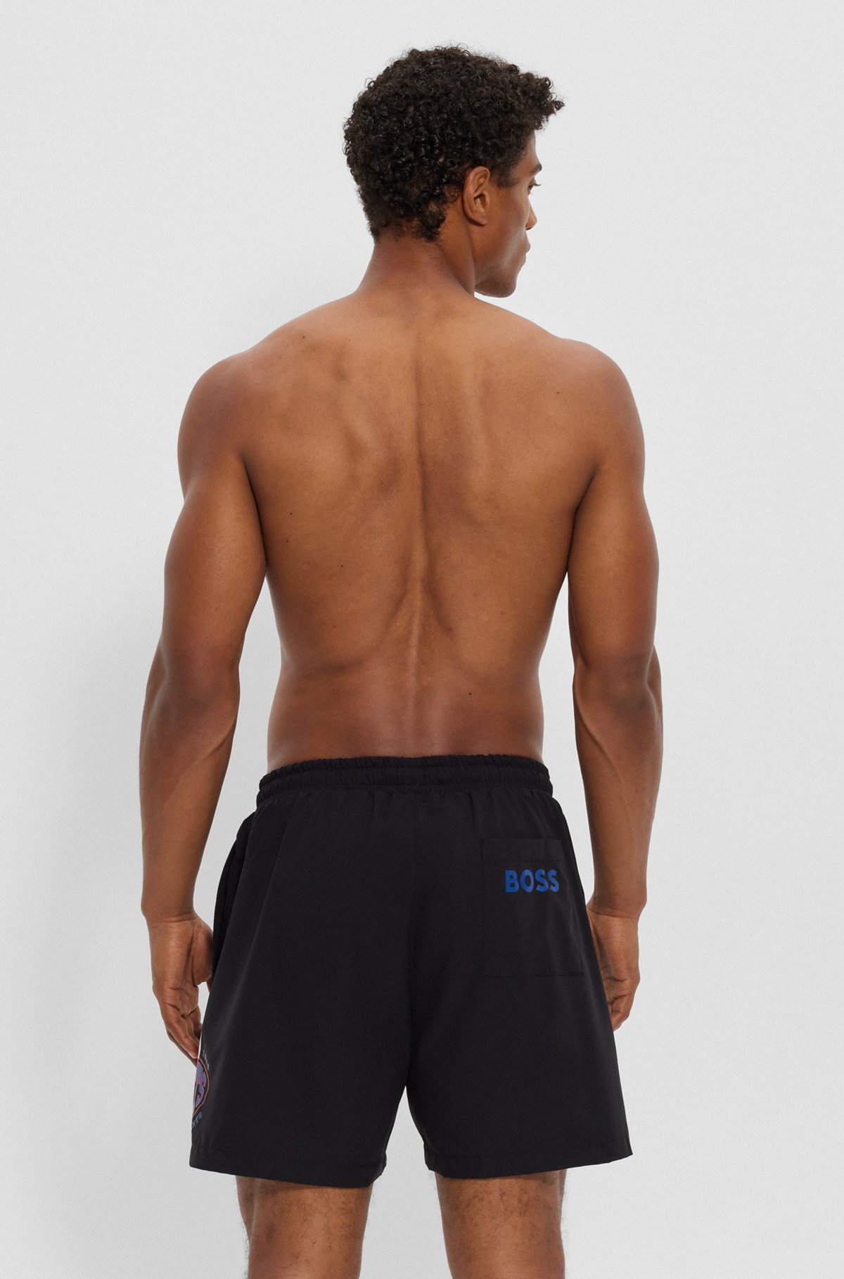 BOSS x NFL quick-dry swim shorts with collaborative branding, Giants
