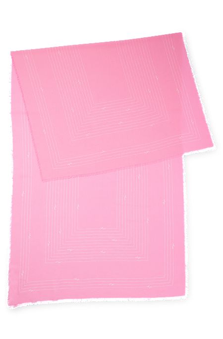 Tørklæde i ren bomuld med sæsonens print og logo, Lys pink