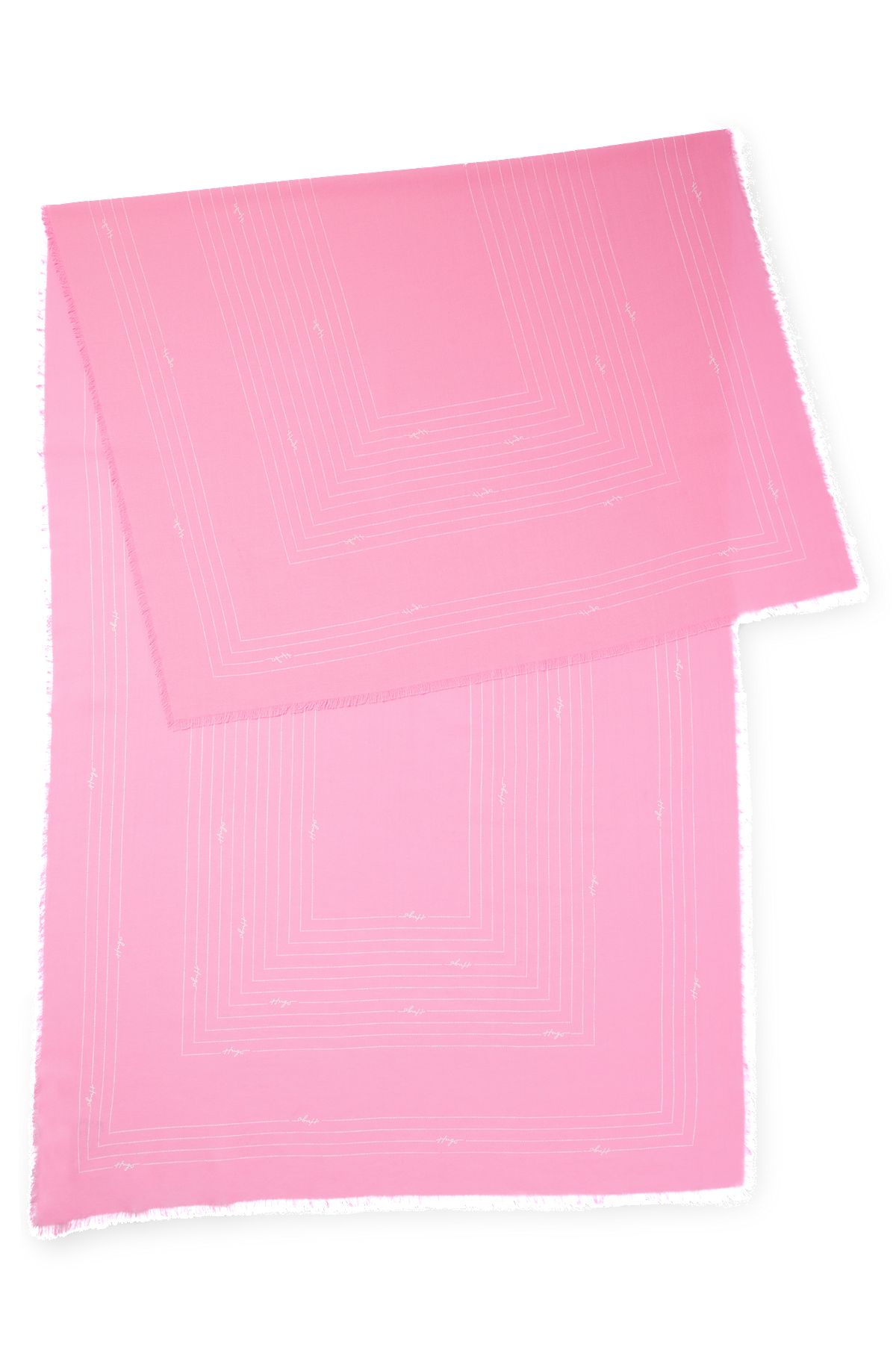 Шарф из чистого хлопка с сезонным принтом и логотипом, светло-розовый