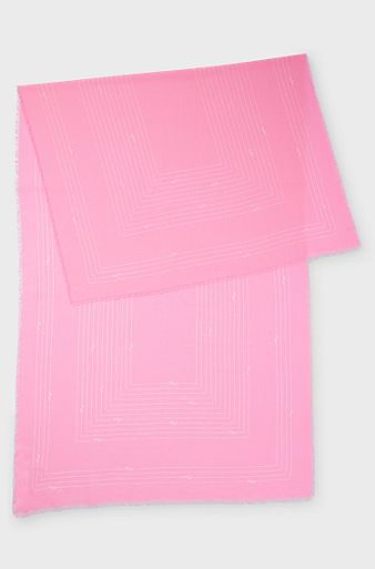Scarf in pure cotton with seasonal print and logo, light pink
