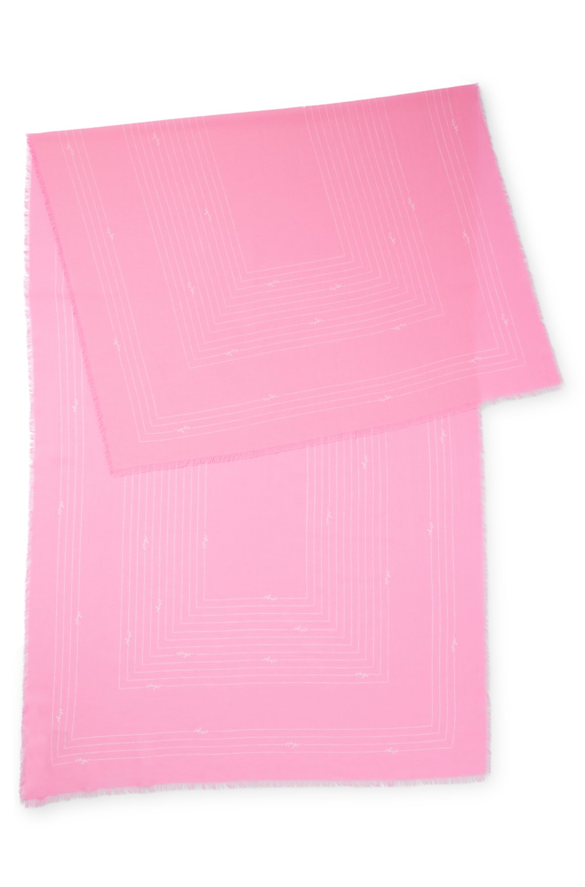 Scarf in pure cotton with seasonal print and logo, light pink