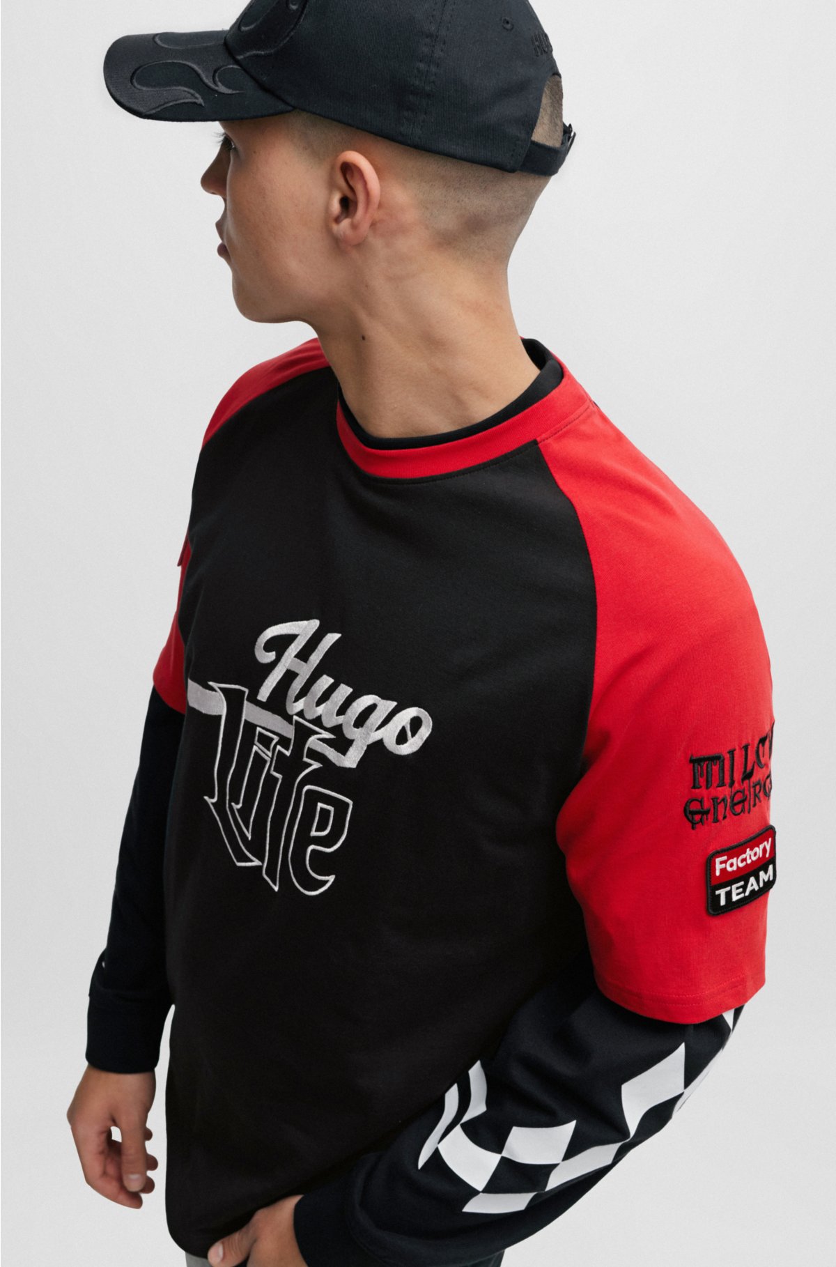 HUGO - Cotton-jersey T-shirt with logo artwork