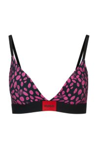 HUGO - Stretch-cotton triangle bra with seasonal pattern