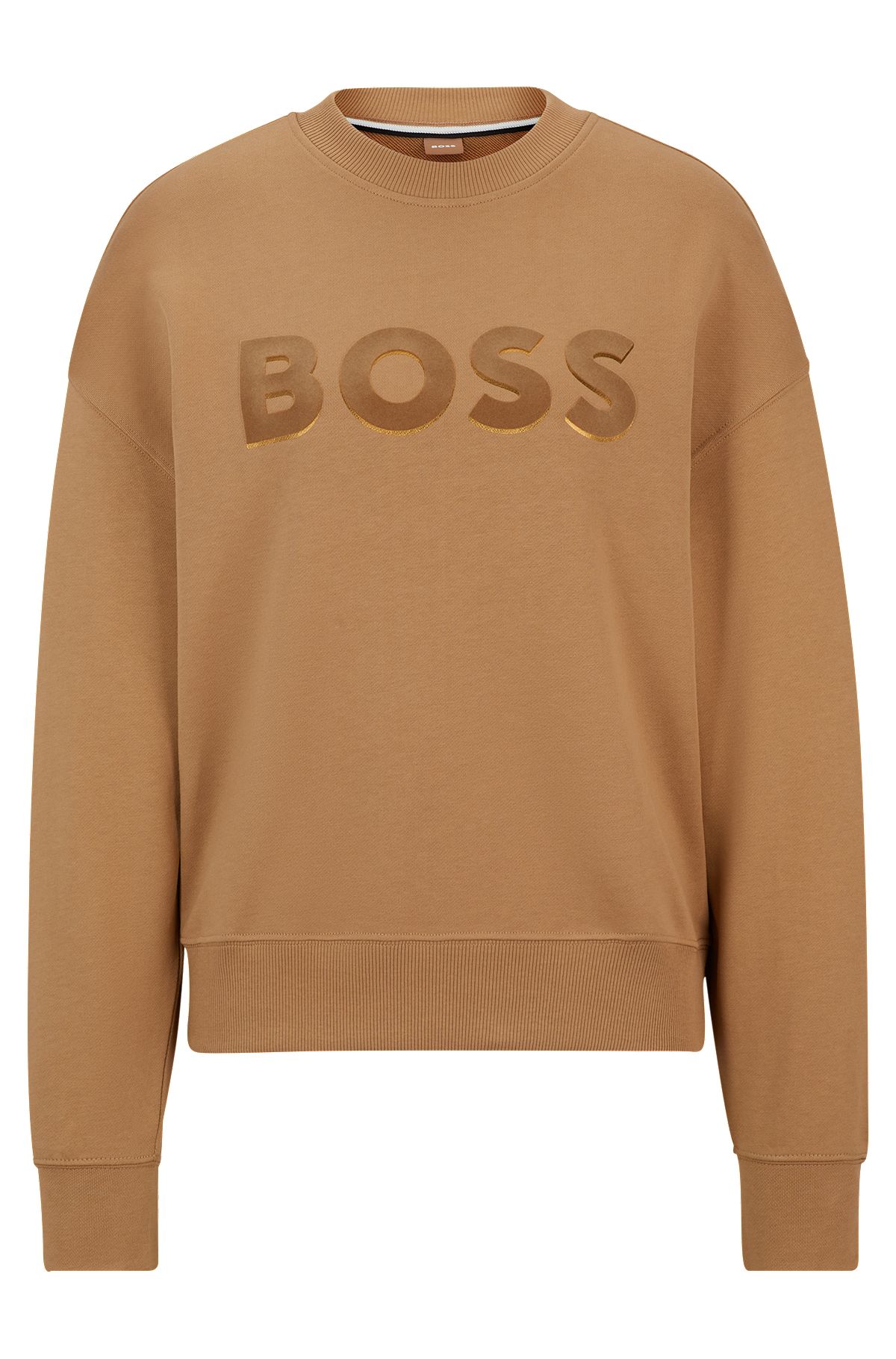 Cotton-terry sweatshirt with logo detail, Beige