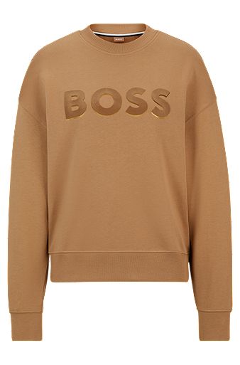 Sweatshirt aus Baumwoll-Terry mit Logo-Detail, Beige