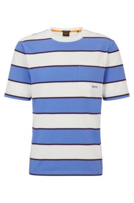 Hugo boss blue and deals white striped shirt