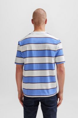 mens blue and white striped t shirt