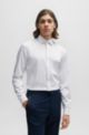 Slim-fit dress shirt in stretch-cotton satin, White