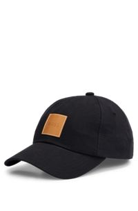 Cotton-canvas cap with logo patch, Black